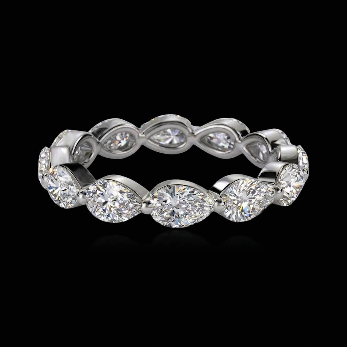 Кольцо вечности с бриллиантами огранки «Маркиз», 1,2 ct