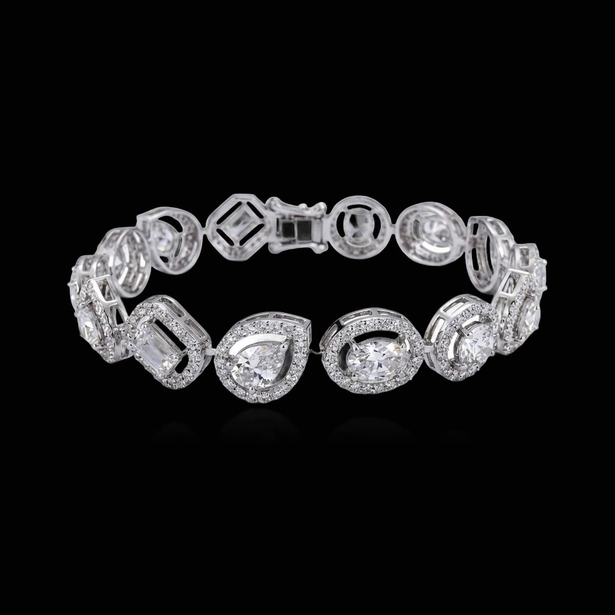 Fancy-cut diamond tennis bracelet, 9 ct