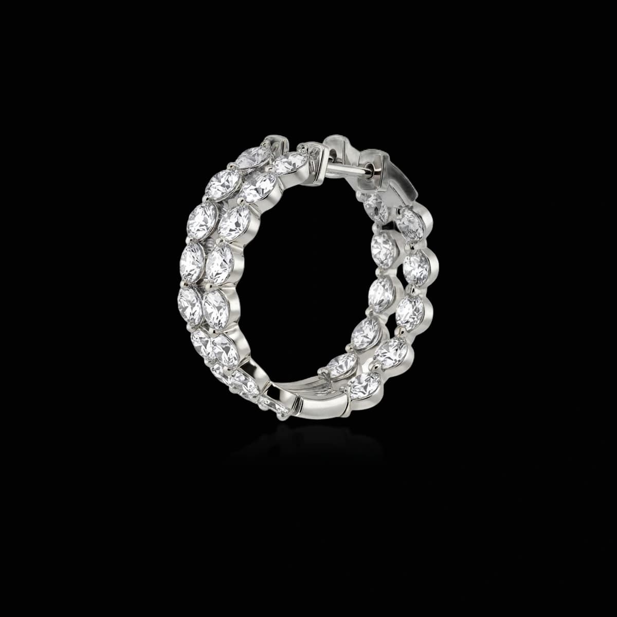 Round-cut diamond hoop earrings, 5 ct
