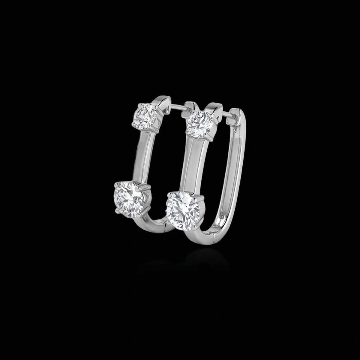 Round-cut diamond hoop earrings, 1.15 ct
