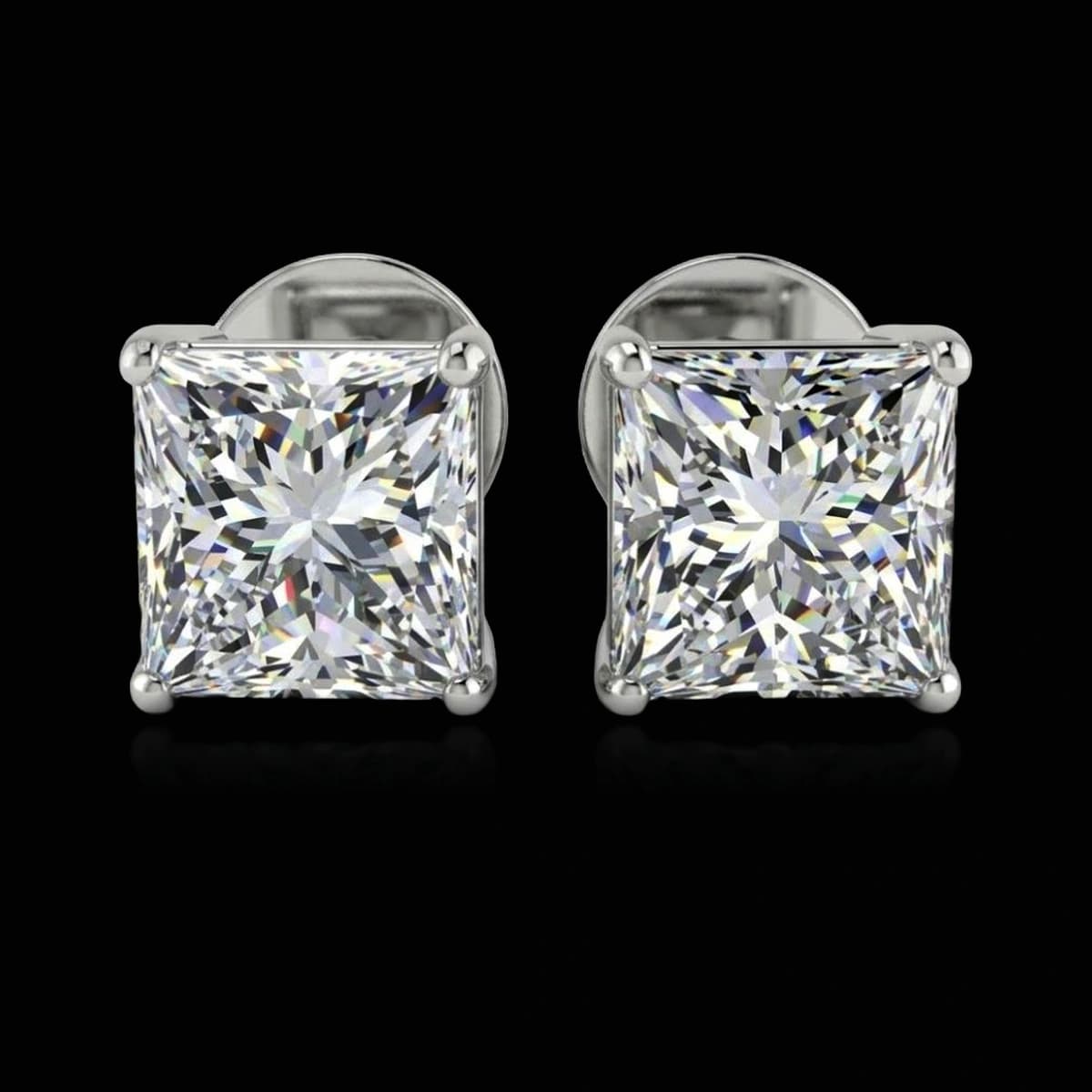 Princess-cut diamond stud earrings