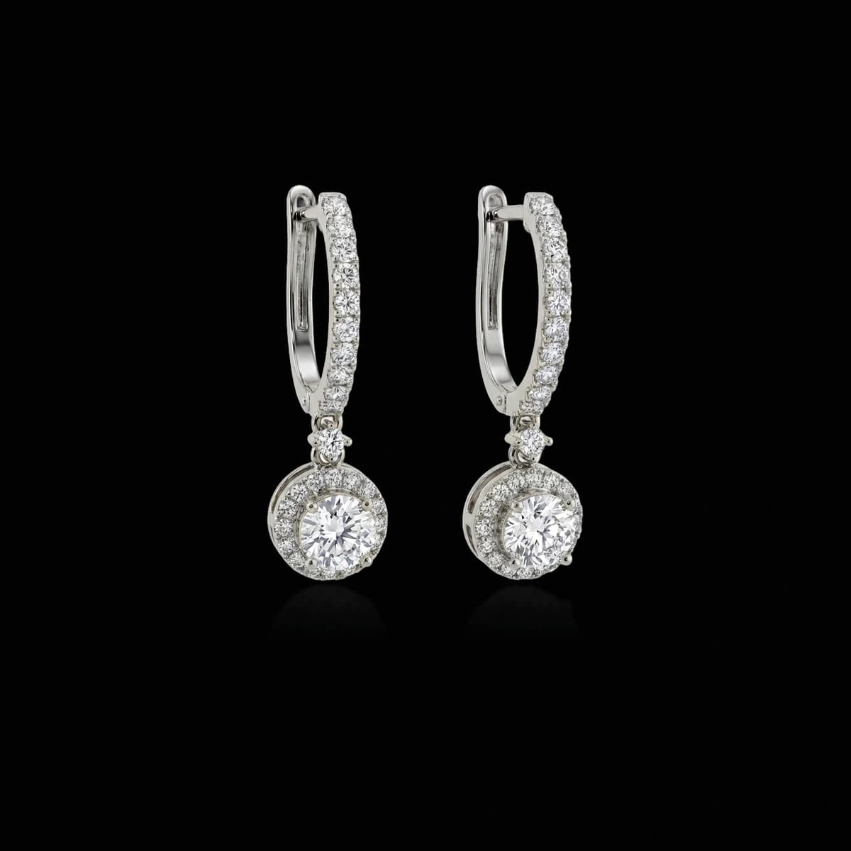 Round-cut diamond hoop earrings