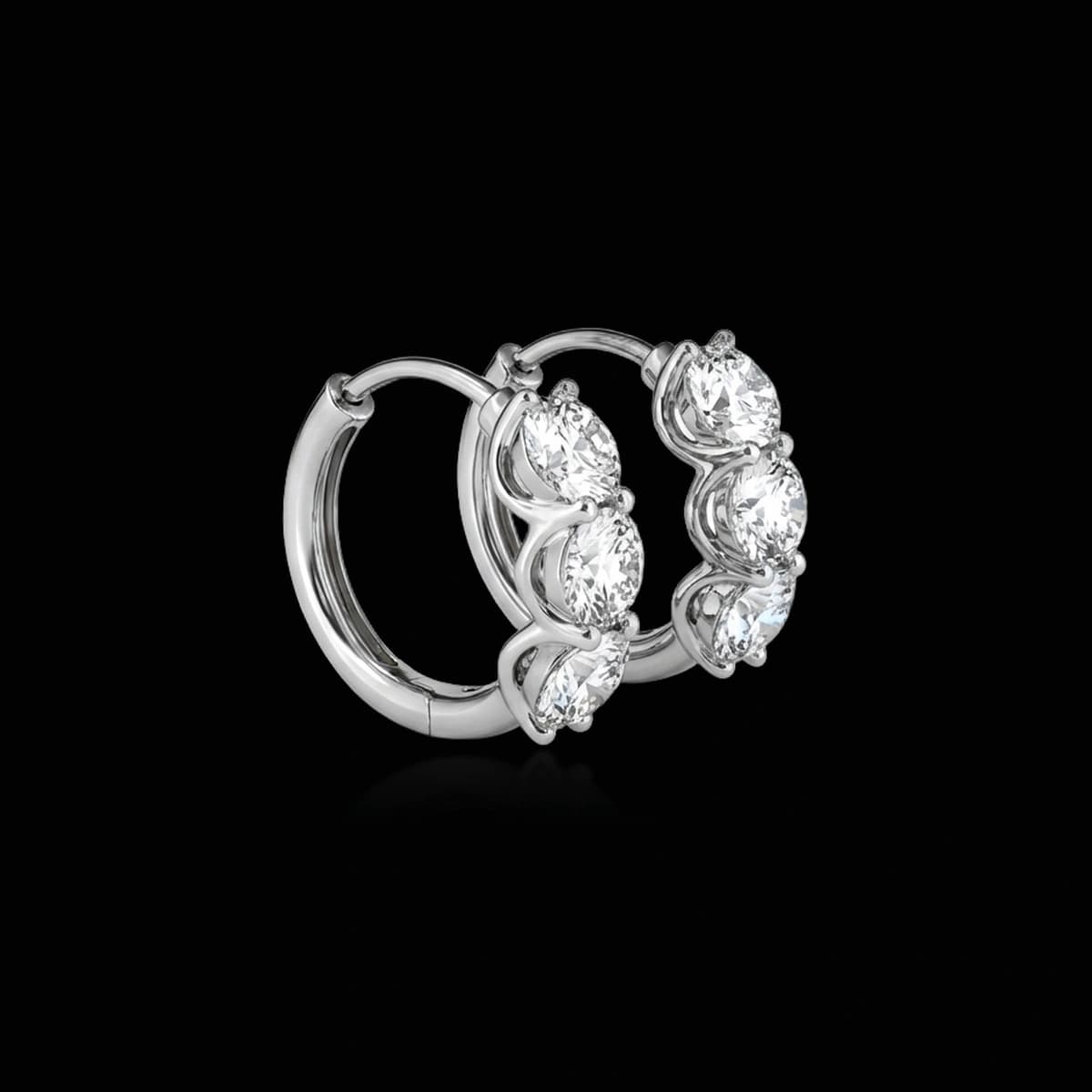 Round-cut diamond hoop earrings, 1.5 ct