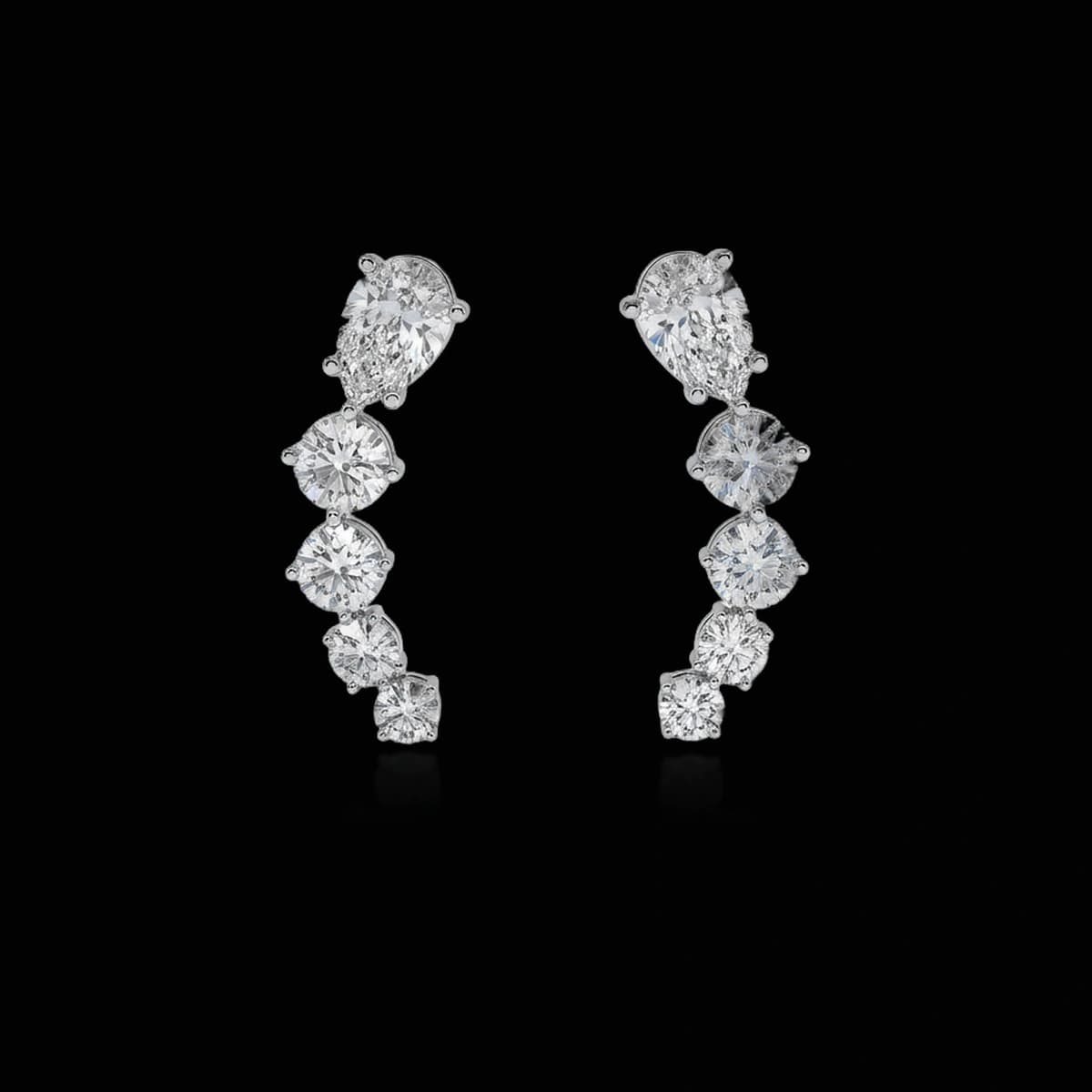 Mixed-cut diamond drop earrings, 2.55 ct