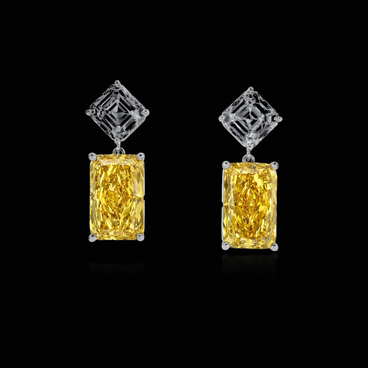 Mixed-cut diamond drop earrings, 29 ct