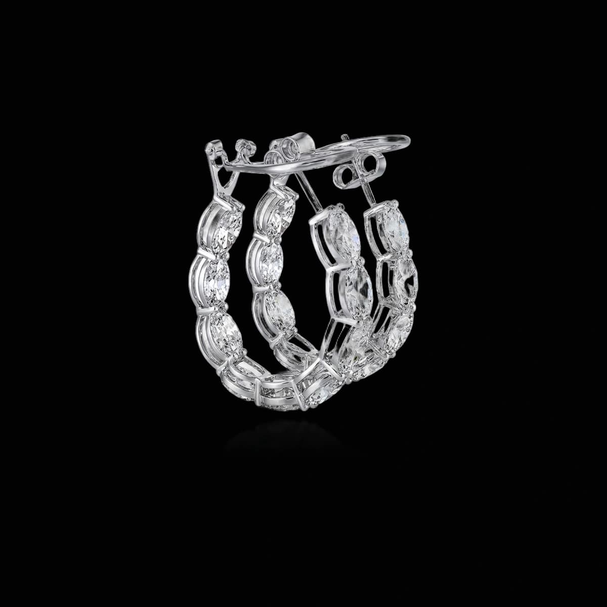Mixed-cut diamond hoop earrings, 9.5 ct