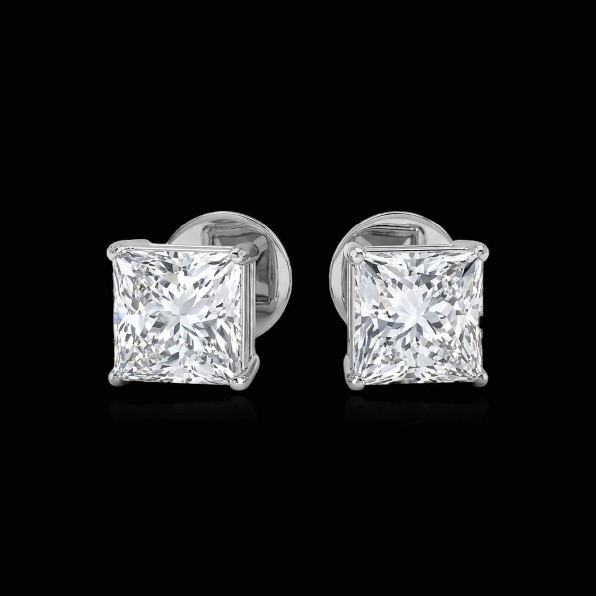Princess-cut diamond stud earrings