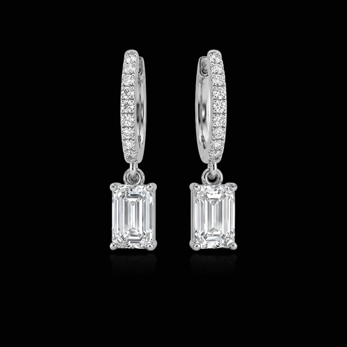 Mixed-cut diamond hoop earrings