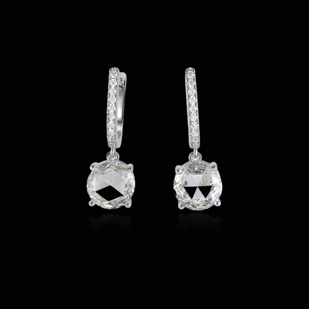 Mixed-cut diamond drop earrings