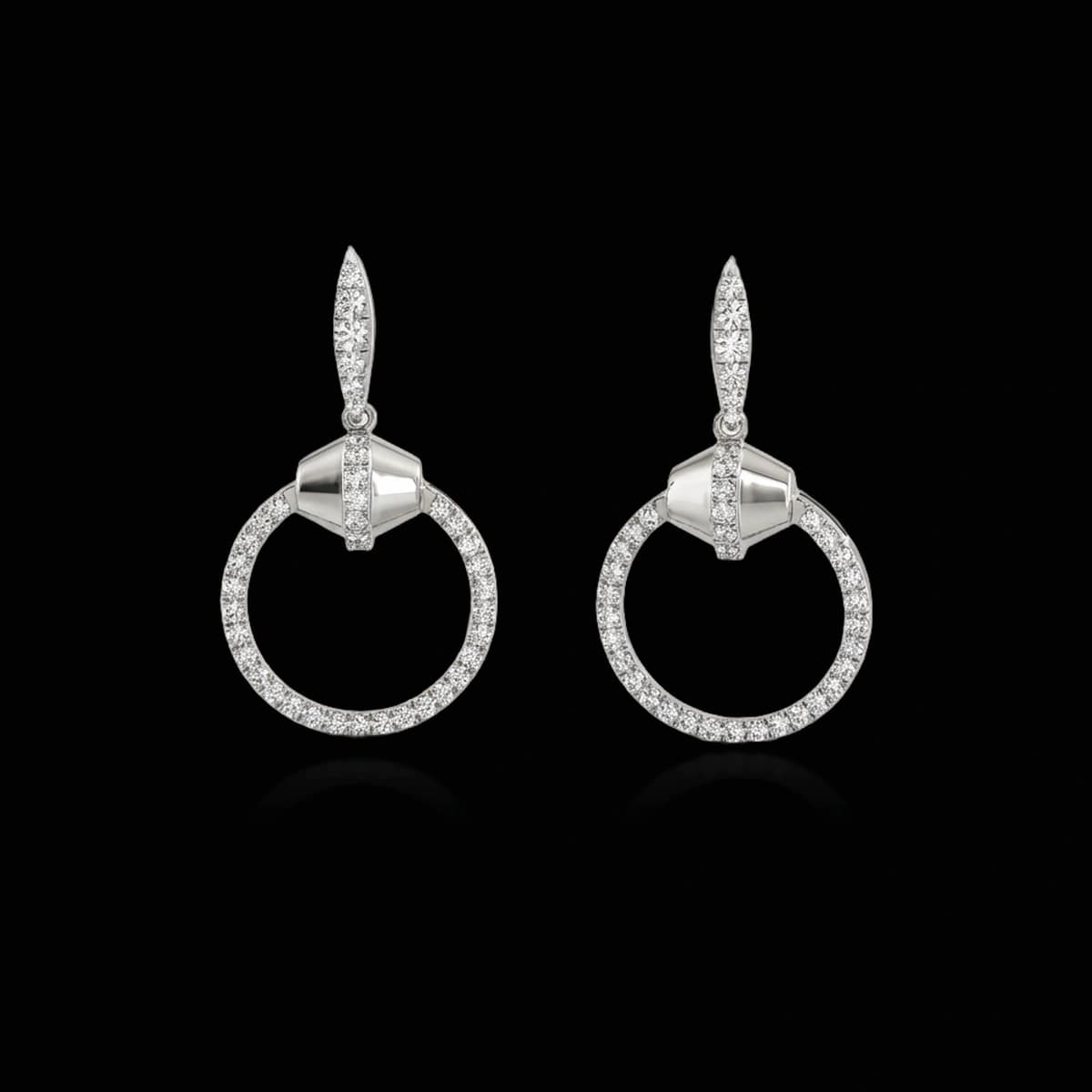 Round-cut diamond drop earrings, 1.01 ct