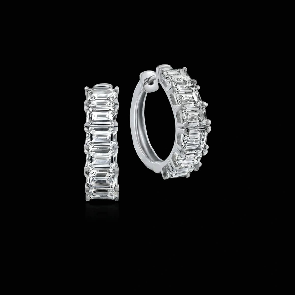 Mixed-cut diamond huggie earrings