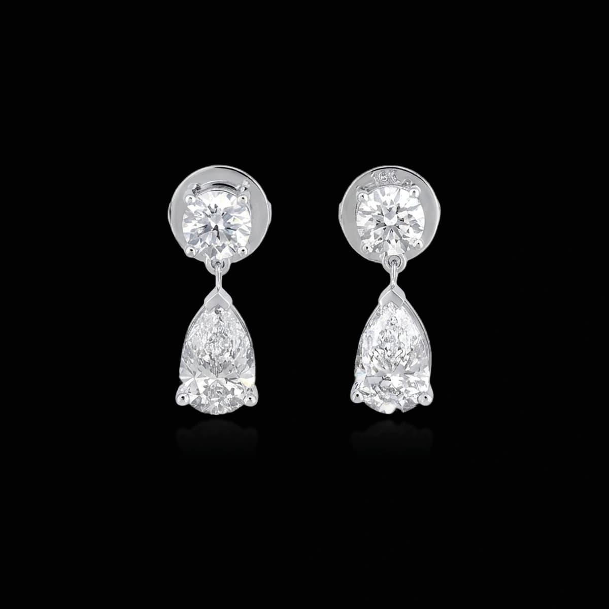 Mixed-cut diamond drop earrings