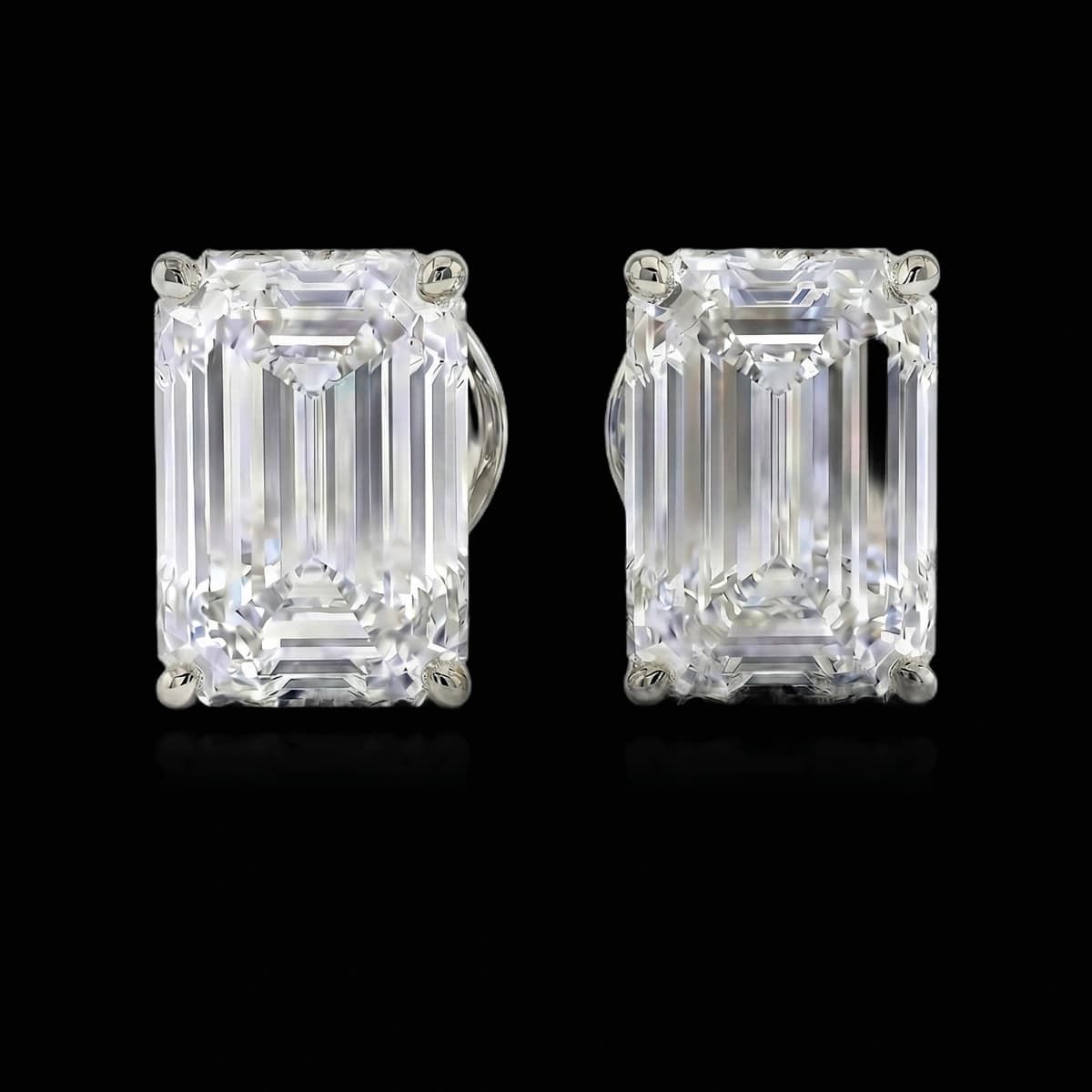 Emerald-cut diamond stud earrings