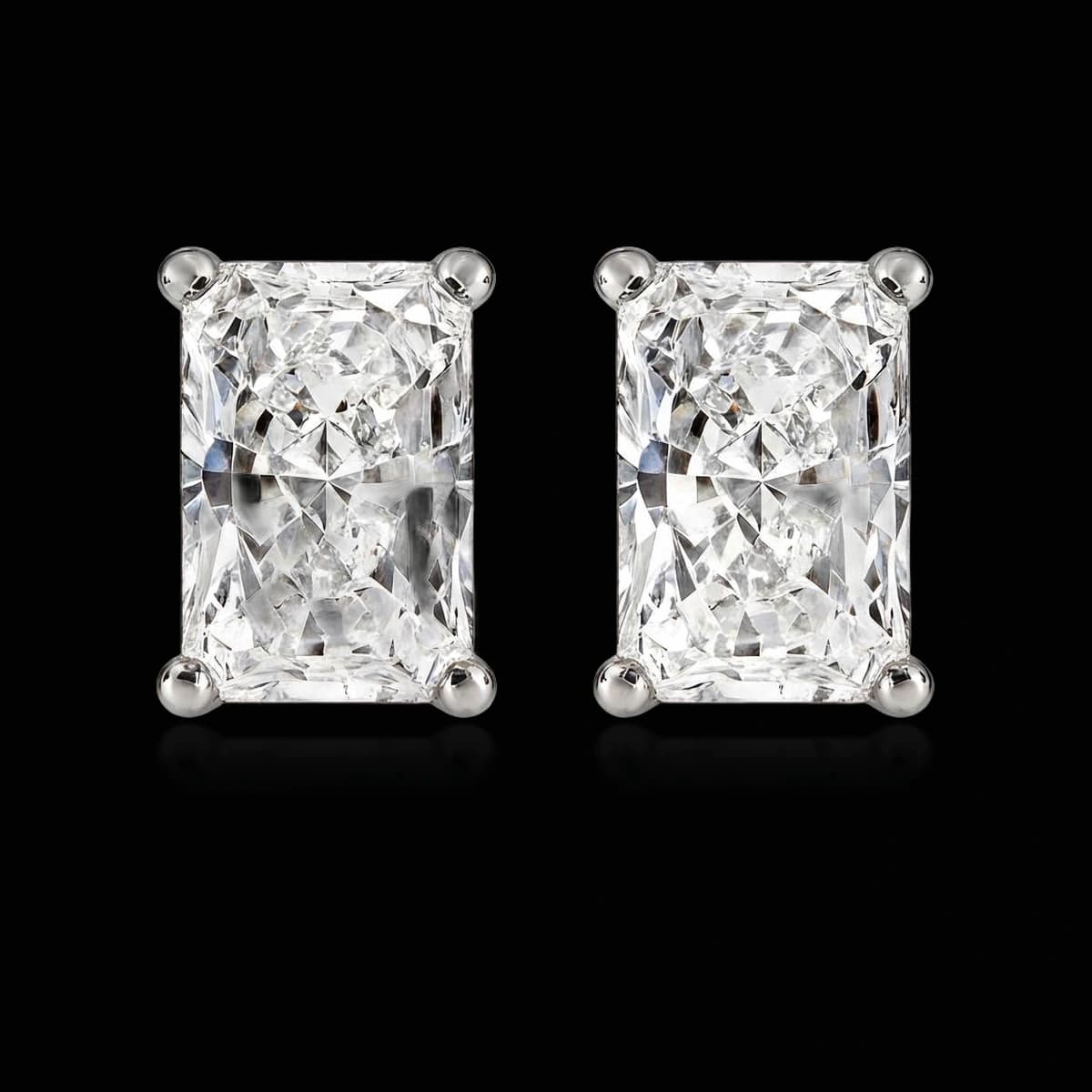 Radiant-cut diamond stud earrings