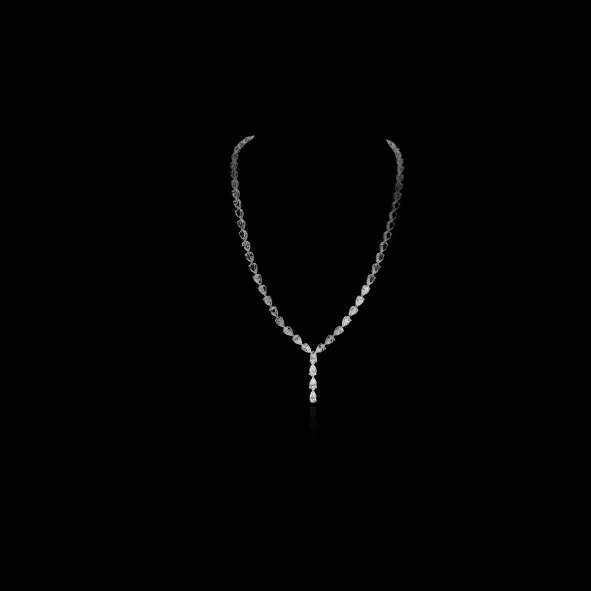 Теннисное колье с бриллиантами огранки «Груша», 30 ct