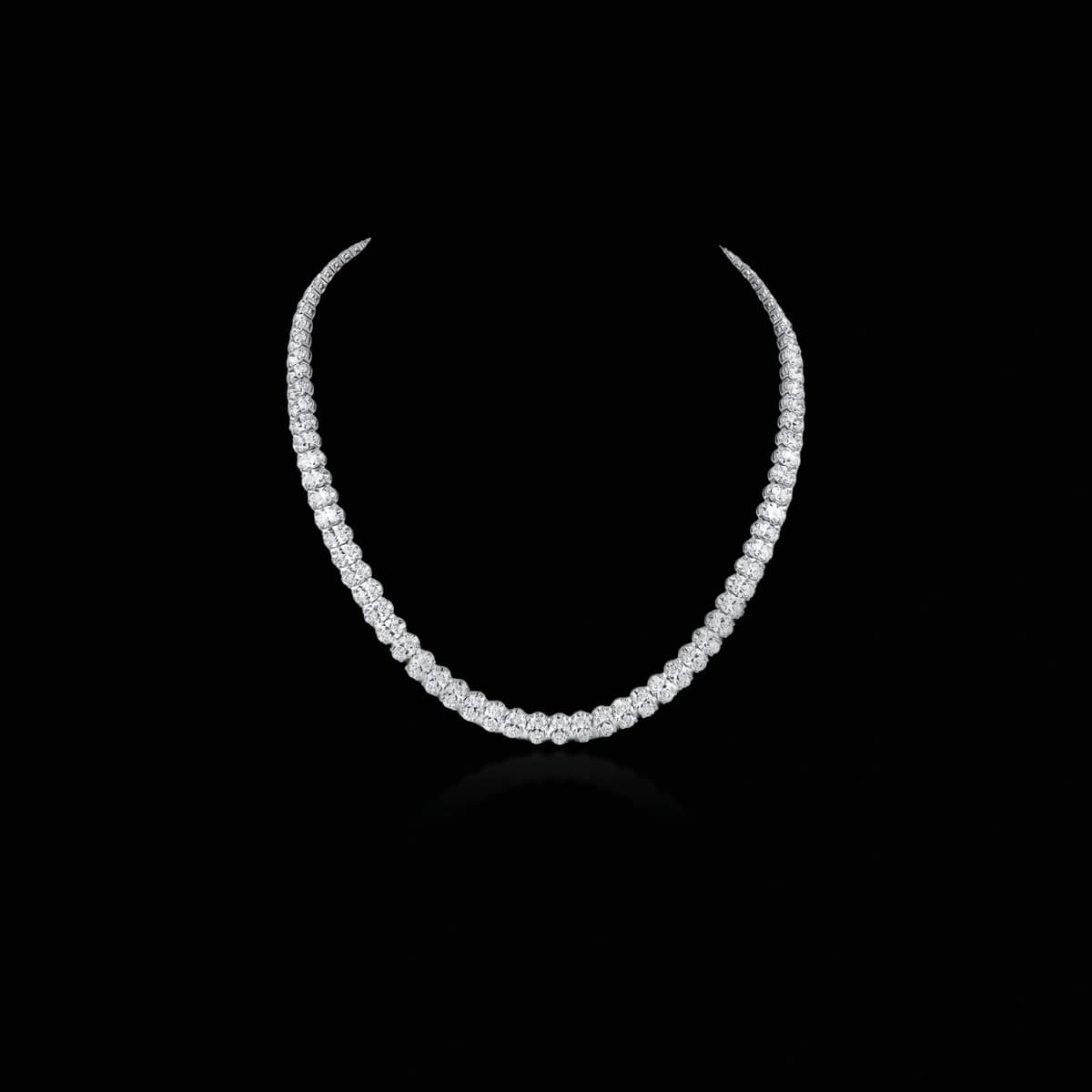 Теннисное колье с бриллиантами огранки «Овал», 44,5 ct