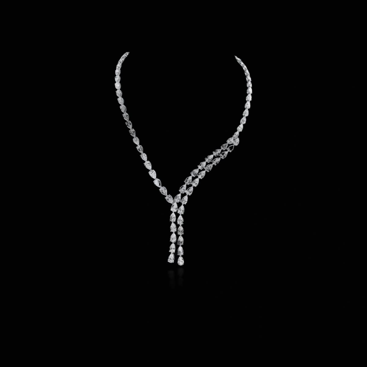 Теннисное колье с бриллиантами огранки «Груша», 32 ct