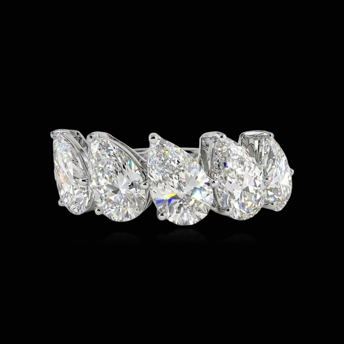 Кольцо вечности с бриллиантами огранки «Груша», 1,7 ct