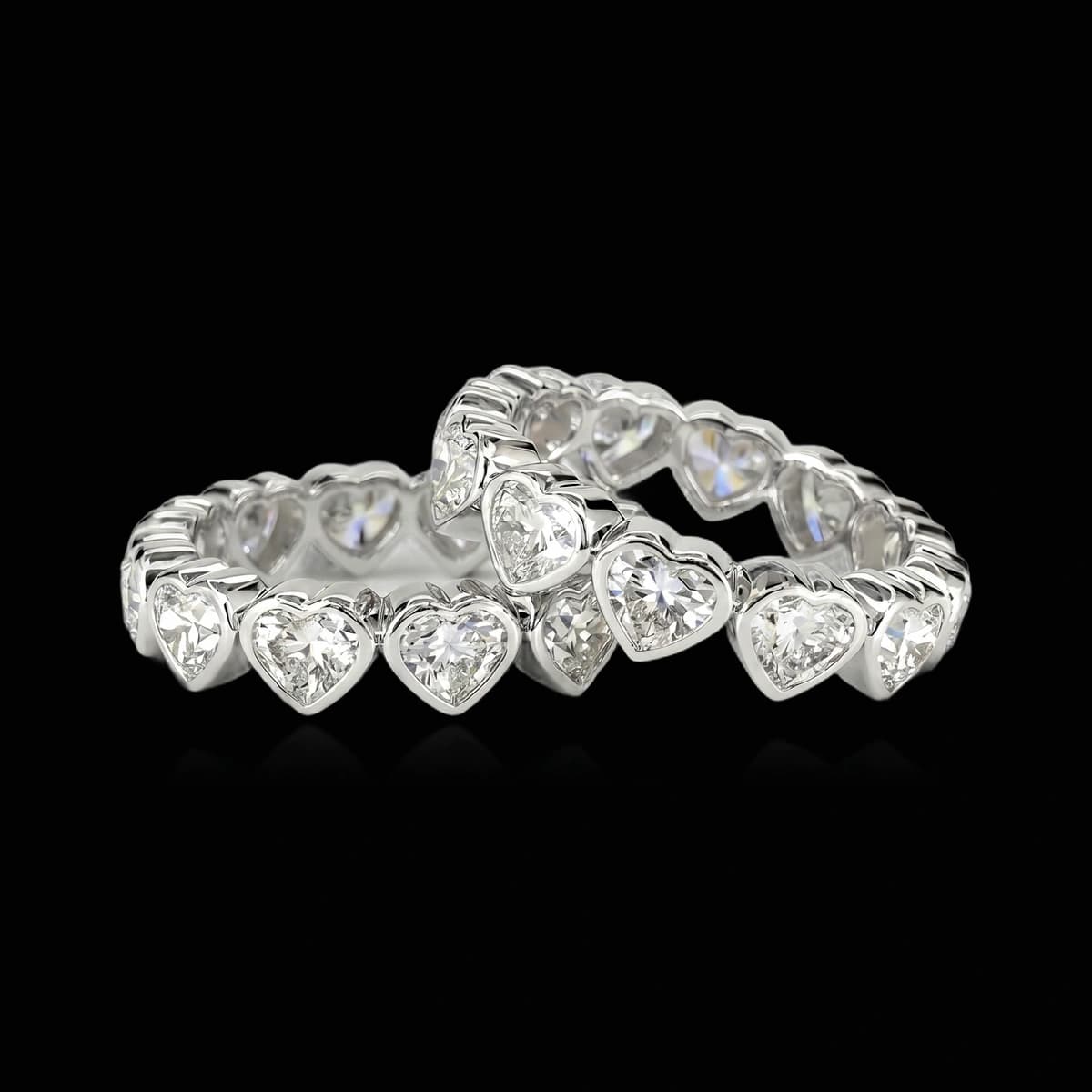 Кольцо вечности с бриллиантами огранки «Сердце», 6,5 ct