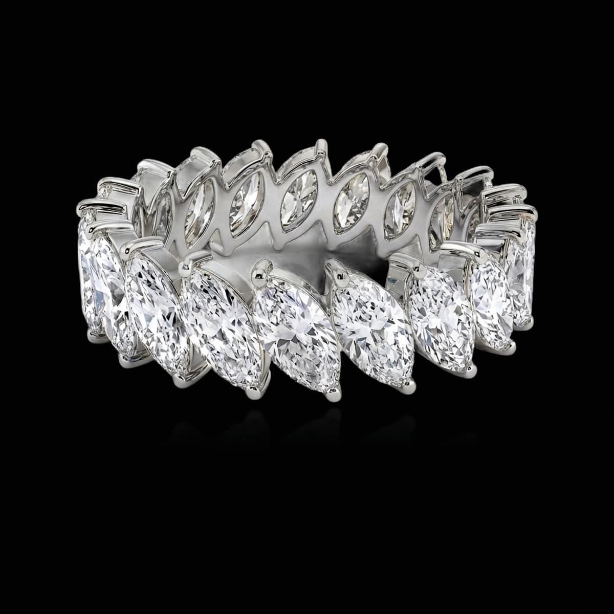 Кольцо вечности с бриллиантами огранки «Маркиз», 3,8 ct