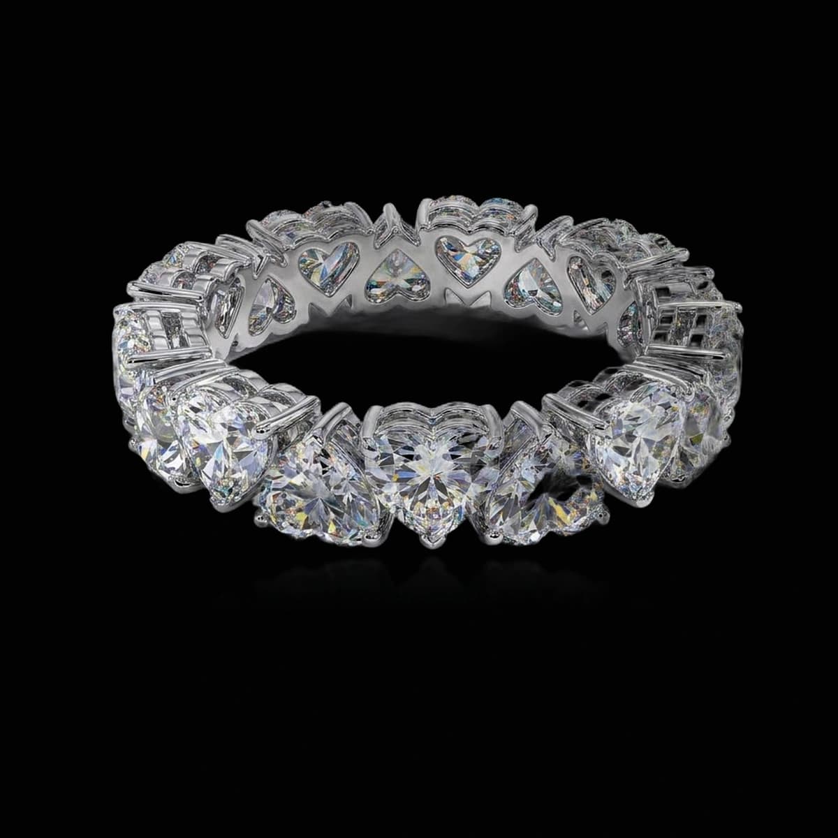 Кольцо вечности с бриллиантами огранки «Сердце», 4,8 ct