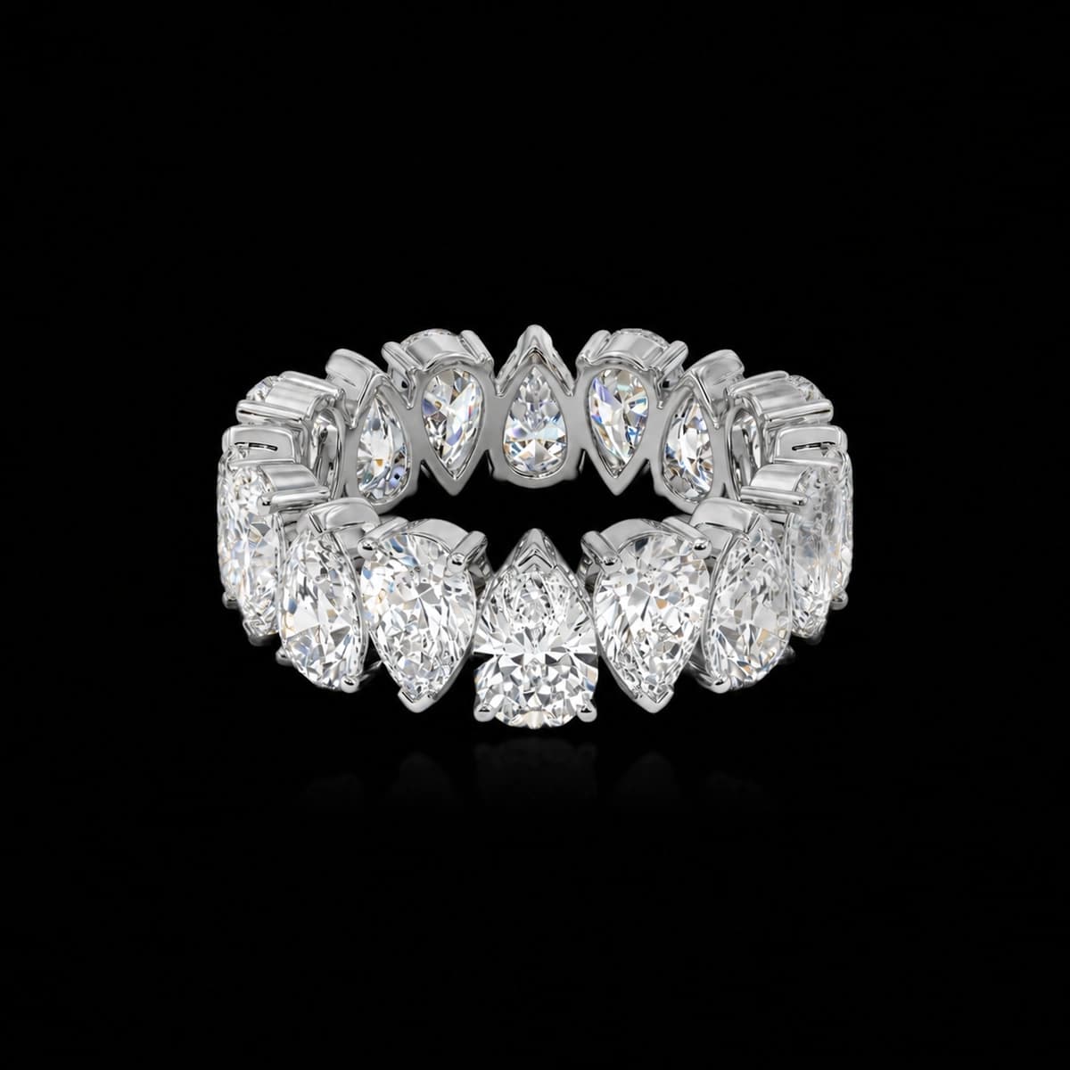 Кольцо вечности с бриллиантами огранки «Груша», 5,5 ct