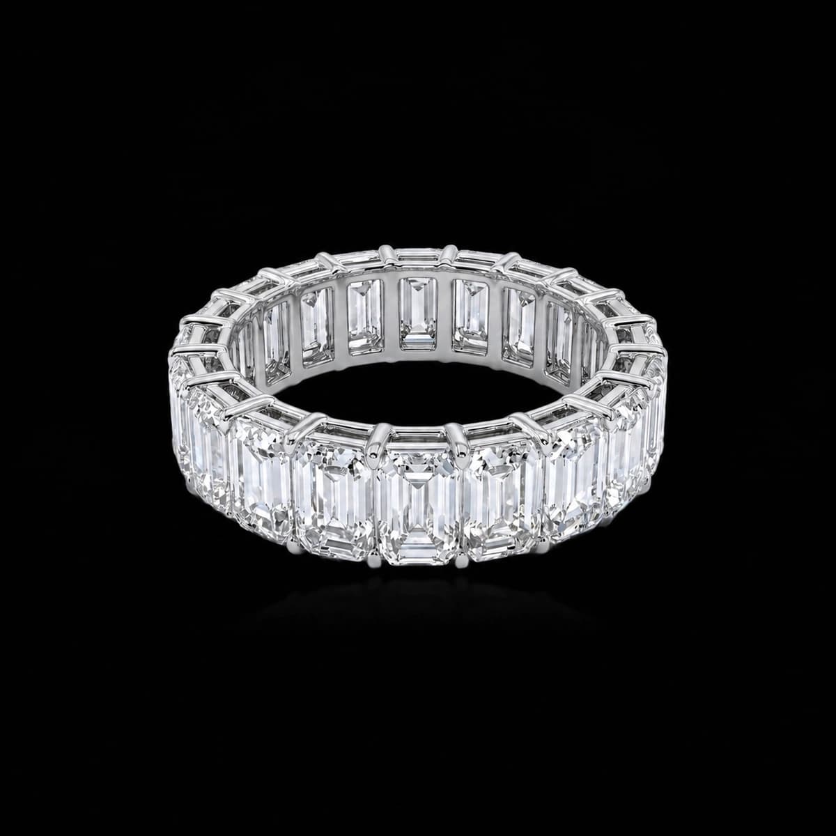 Emerald-cut diamond eternity ring, 5.2 ct