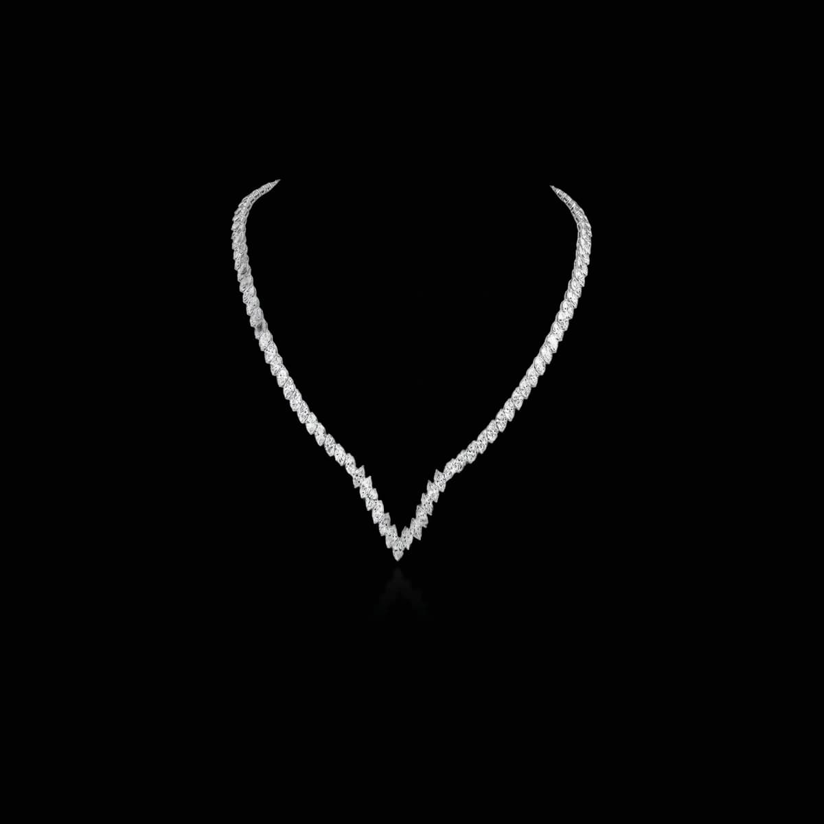 Marquise-cut diamond tennis necklace, 30 ct
