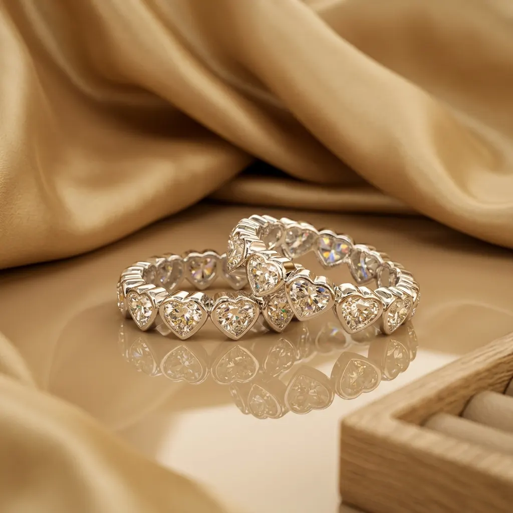 The craftsmanship behind Heart-shaped diamond eternity ring, 6.5 ct