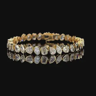 Fancy-cut diamond tennis bracelet