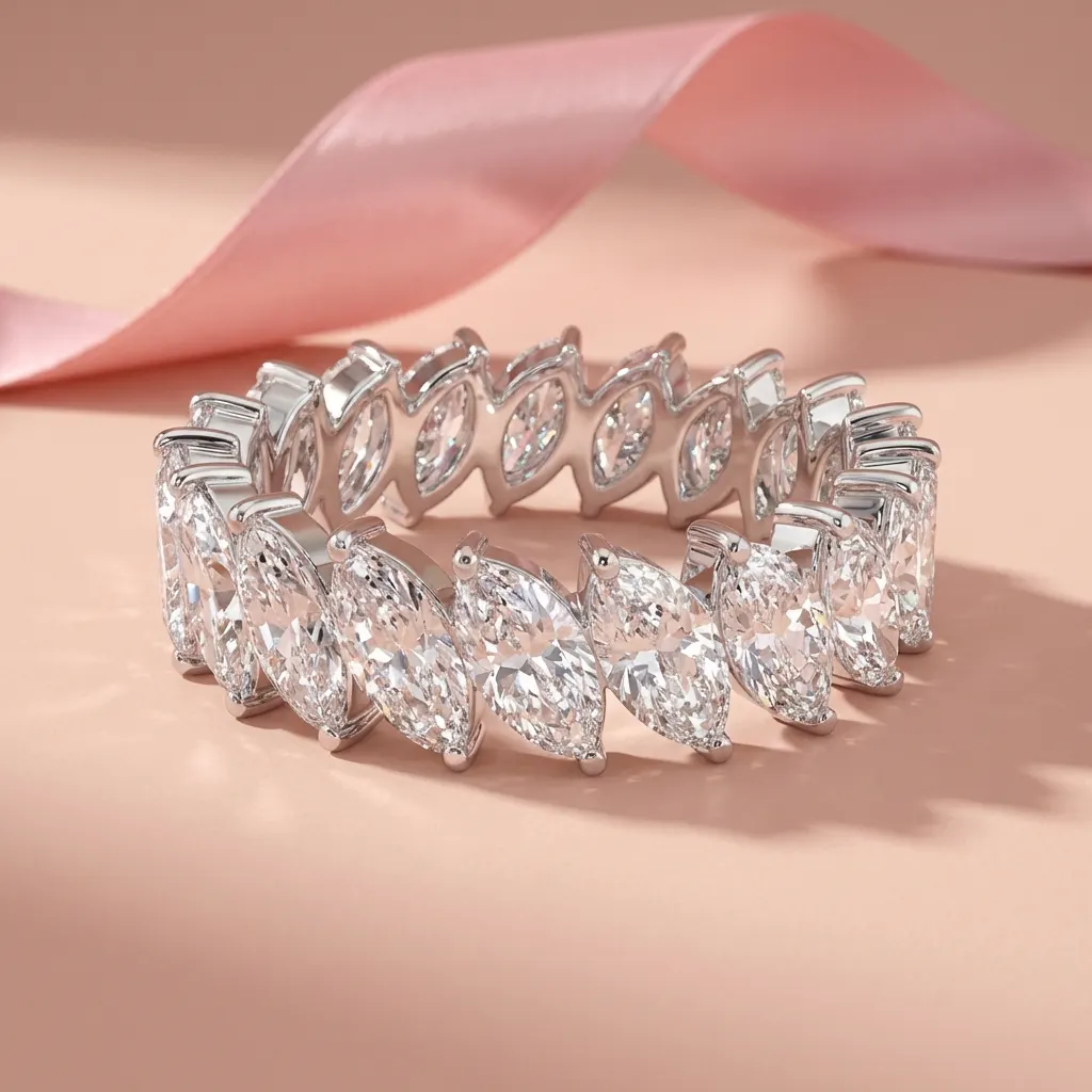 Создание украшения Кольцо вечности с бриллиантами огранки «Маркиз», 3,8 ct