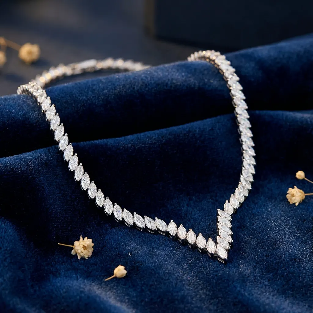 The craftsmanship behind Marquise-cut diamond tennis necklace, 30 ct