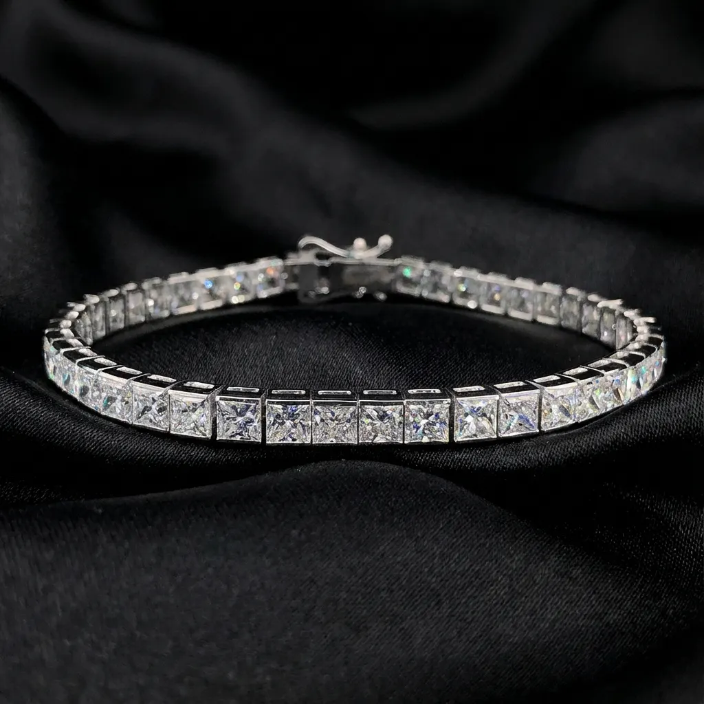 The craftsmanship behind Princess-cut diamond tennis bracelet, 13 ct