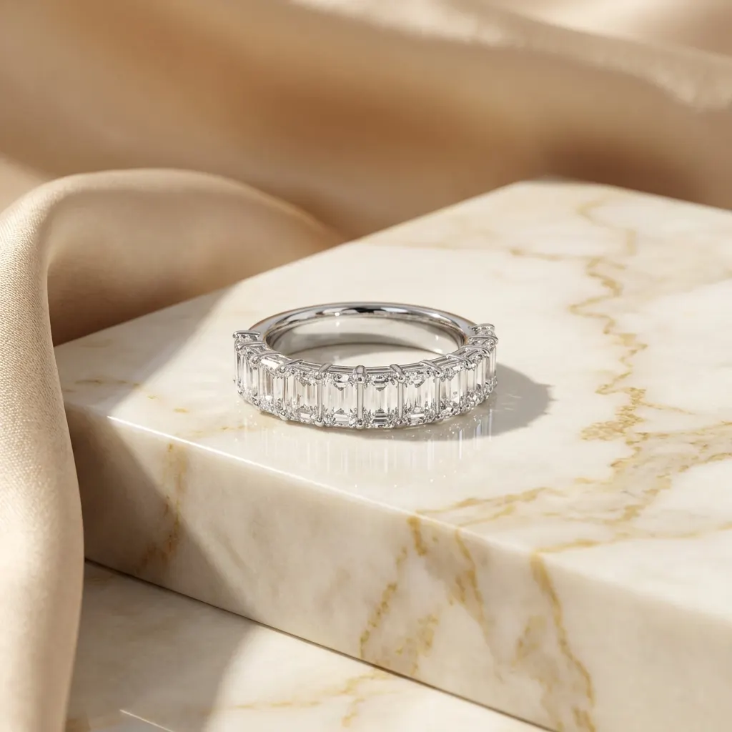The craftsmanship behind Emerald-cut diamond eternity ring, 2.3 ct