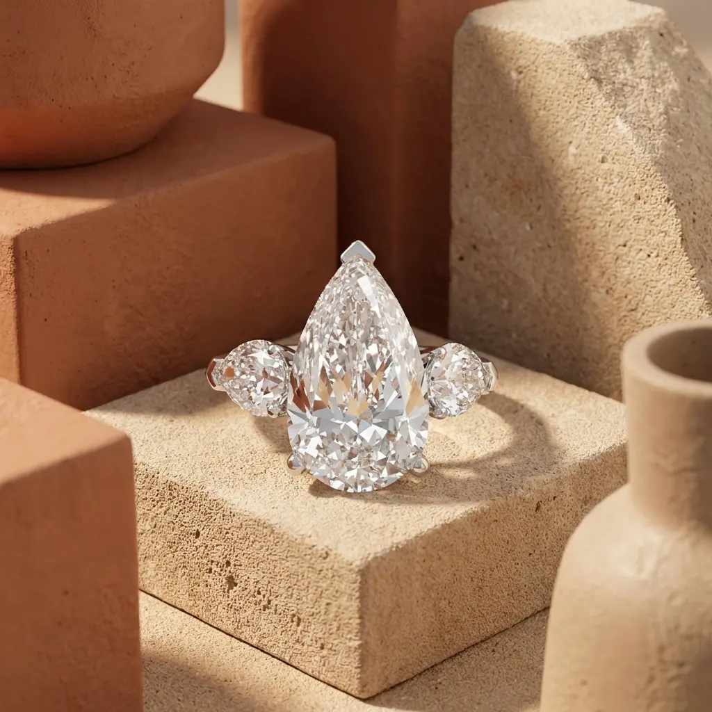 The craftsmanship behind Pear-shaped diamond three-stone ring
