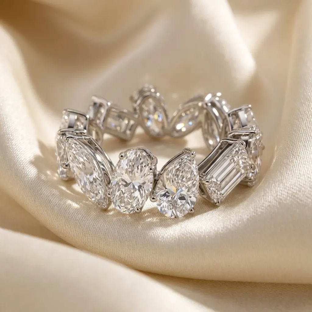 The craftsmanship behind Fancy-cut diamond eternity ring, 6.5 ct