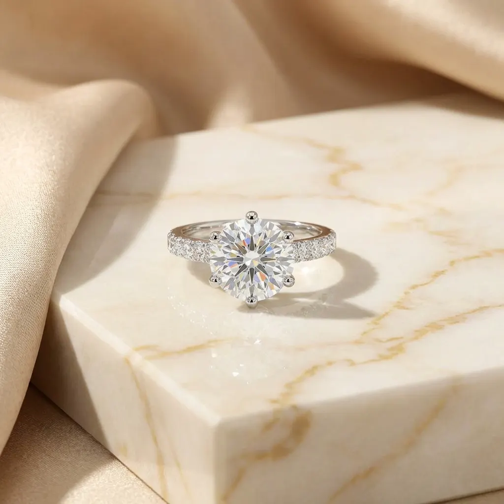 The craftsmanship behind Round-cut diamond engagement ring
