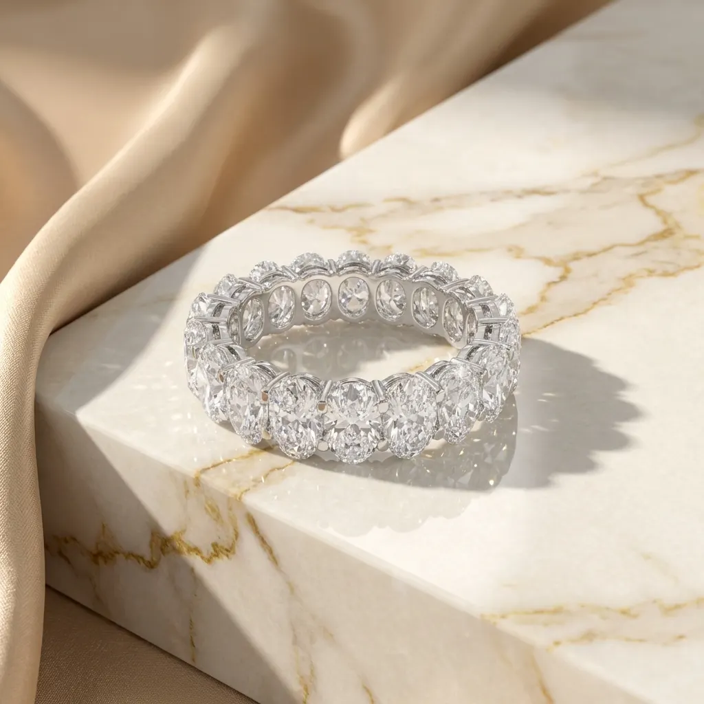 The craftsmanship behind Oval-cut diamond eternity ring, 4.9 ct
