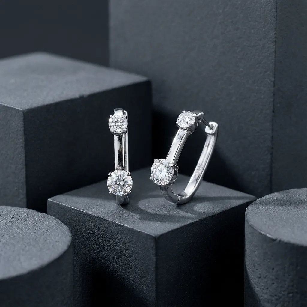 Создание украшения Серьги-кольца с бриллиантами огранки «Круг», 1,15 ct