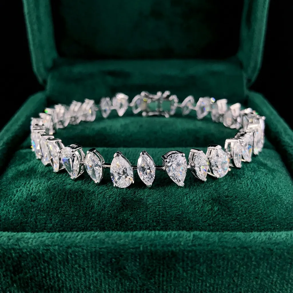 The craftsmanship behind Fancy-cut diamond tennis bracelet, 15.5 ct
